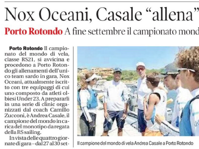 Articolo de La Nuova Sardegna su Nox Oceani allena gli under 23